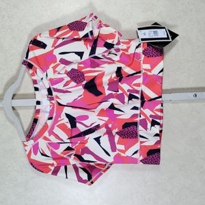 10550 FINAL PRICE J. Dow Fitness orange & fuchsia "Artwork" top XXL NWT